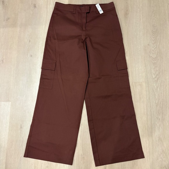 New York & Company Pants - New York & Company Brown Wide Leg Cargo Pants High Rise Size L Career NWT